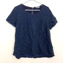 Market & Spruce MARKET SPRUCE STITCH FIX Plus Size Hans Crochet Front Top Navy Blue Short Sleeve Photo 2