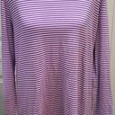 kim rogers  Sz L Cotton Spandex Striped Purple Scoop Neck Long Sleeve Ribbed Tee Photo 0