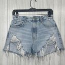 ZARA  High Rise Distressed Ripped Denim Shorts size 4 Photo 1