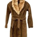 Banana Republic Vintage  Penny Lane Afghan Long Tan Suede Leather Coat shearling Photo 0