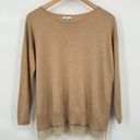 Joie  sweater cashmere wool blend lace hem pullover crew rib knit camel XS Photo 7