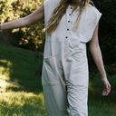 Free People  FP Movement Harem Wide Leg Henley Jumpsuit Muted Beige Large NEW Photo 4