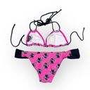 Joe Boxer new  ☼ Unicorn Print 2 Piece String Bikini Set ☼ Hot Pink Black ☼ XS Photo 11