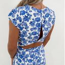 CK Squared White And Blue Floral MIDI Dress Photo 1