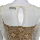 Ryu 🎉 : Top Ivory Lace Long Sleeve Tan Faux Bustier Blouse Photo 7