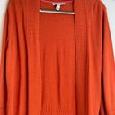 Isaac Mizrahi  Live Orange Ribbed Open Front Cardigan Sweater, Size Medium Photo 1