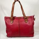 Lucky Brand Vintage Y2K  Large Red Cowhide Leather Laptop Tote Bag Photo 7