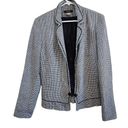 Houndstooth Louben Canada  Black White Linen Blazer Jacket Size 10 Photo 0