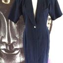 Nordstrom  Long Jacket 6 Wool 70s Vintage Navy Blue Retro Pinup Form Fitting Photo 1