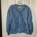 True Craft  Blue Chambray Lace Up Neck Blouse size 0X Photo 0