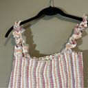 Thread and Supply ✨  Women’s Smocked Striped Pink Orange Crop Tank Top Small Photo 2