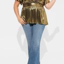 Torrid  Liquid Shine Surplice Peplum Top Gold Plus 1X NEW Photo 8