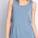 Modcloth  Side Smocked Tank Top Easily Leisurely Knit Blue XXS Photo 0