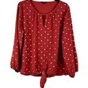 West Kei  Coral Gold Keyhole Tie Waist Long Sleeve Blouse Medium Photo 0