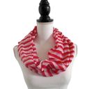 infinity  Style Fashion Scarf Red White & Pink Multi Stripe Women’s Size OSFM Photo 1