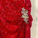 La Femme  Hot Pink Strapless Sequin Long Prom Gown Dress Rhinestone Accent 0 Photo 4