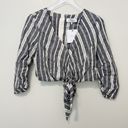 L'Academie NWT L’ACADEMIE Adalene Blouse in Navy & White Stripe Small Photo 1