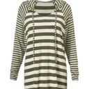 CAbi  Playoff Ivory & Green Stripe Ling Sleeves Hoodie Style #3995 Photo 1