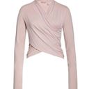 Zella  Wrap Long Sleeve Pima Blend Tee Women's Medium Pink Adobe V-Neck NWT Photo 10