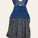 Daisy Vintage 90s Ditsy Floral Denim Overall Romper Size Small Blue w/  Print Photo 0