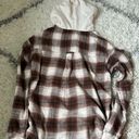 American Eagle Flannel Hooded Button Up Brown Photo 1