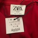 ZARA STUDIO LIMITED EDITION SATIN RED BELTED BLAZER JACKET Photo 12