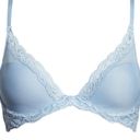 Natori Feathers lace trim plunge contour underwire bra 36DDD light blue Photo 1