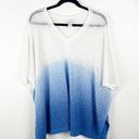 J.Jill  Blue Ombré Linen Blend Open Knit Poncho, One Size Photo 0