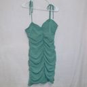 Blush Boutique  Green Tie Shoulder Sleeves Ruched Bodycon Mini Dress size large Photo 5