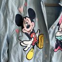 Disney Vintage  Store Women's S Mickey Minnie Embroidered Denim Shirt 90's Mom Photo 1