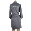 Bebe  Sleepwear Womens L Dark Grey Belted Robe w/ Pink Trim Photo 1