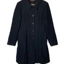 Vintage Stephanie Mathews Wool Coat Black Longline Button Front, size Medium Photo 0