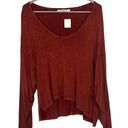 Project Social T  Rust Red Long Sleeve Casual Oversized Blouse Women SZ S Photo 0