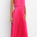 Petal and Pup  Dominique Hot Pink Satin Pleated Maxi Dress 4 Photo 10