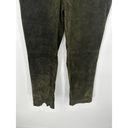 Caslon  Green Suede Leather Pants High Waisted Straight Leg Womens Size 4 Photo 2