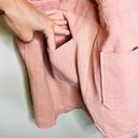 Saylor 100% Linen Romper SMALL Pink Square Neck Ruffle Tie Waist Feminine Woven Photo 8