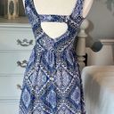 One Clothing  Blue Print Knit Dress Open Back Womens XS Photo 4