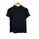 T Tahari  Short Sleeve Black Semi-Sheer Ruffled Button Up Blouse Women's Sz XS Photo 1