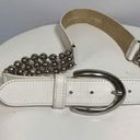 Vera Pelle Vintage  Italian White Leather and Silver Ball Accent Belt Photo 0