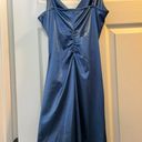 Emerald Sundae Blue Satin Bodycon Mini Dress With Ruched Detailing. Medium. Never Worn Photo 5