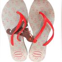 Havaianas New  Flip Flops Women's Allegra Print Ice Blue and Coral Cherry sz 6 Photo 0