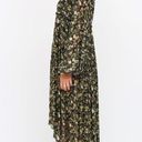 Rococo  Sand Black & Multicolor Floral Print High-Low Maxi Dress Gold Pinstripe S Photo 5