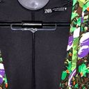 ZARA  Womens Floral Wrap Long Sleeve Green Purple Draped Bodysuit size medium Photo 9