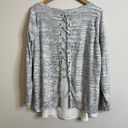 Torrid Gray Sweater Gray Lace Up Pullover Photo 2