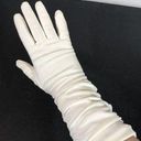 White Ruched Cotton Gloves Formal Prom Costume Small Retro Vintage Wedding Dance Photo 0