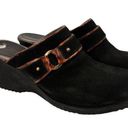 Coldwater Creek  Black Leather Heeled Clogs Mules Size 9.5 Photo 0