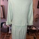 Miss Dorby vintage two piece light green suit with monotone embroidered detail. Size 12 Photo 4