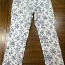 Mario Serrani Italy Pants Women's 12 Blue White Floral Crop Straight Leg Photo 3