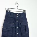 Massimo Dutti  dark wash denim skirt high-waist button front cargo pockets 6 Photo 4