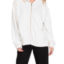 Naked Wardrobe  Pocketed Full Zip Front Hooded French Terry Sweatshirt White SzXL Photo 8